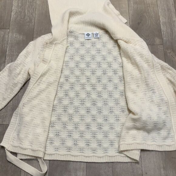 Mandarin Blue Lambswool Angora Rabbit Hair Blend Tie Cardigan Sweater - Picture 7 of 8